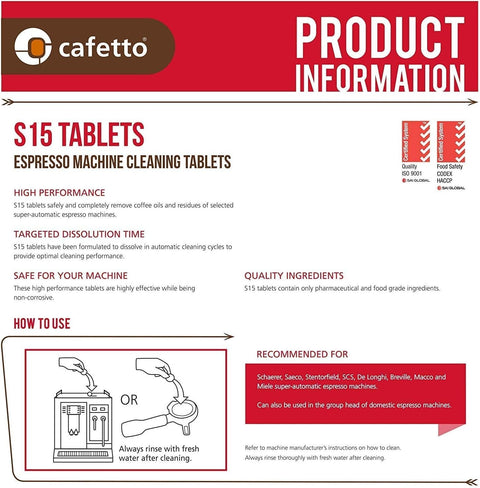 Cafetto S15 Espresso Machine Cleaning Tablets - 100 Tablets